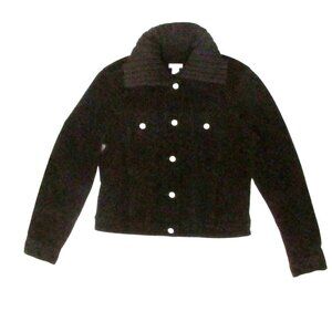 HALOGEN Womens M Black Cotton Corduroy Trucker Jacket Sweater Collar